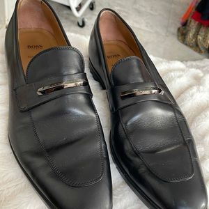 Hugo Boss Portland Solid Bit Loafers Men's Leather Slip On Dress Shoes Black